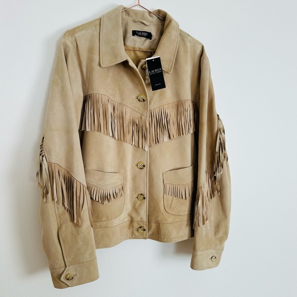 New Ralph Lauren Fringe Trim Suede Goat Leather Western Jacket MSRP $705 2X - Picture 16 of 16